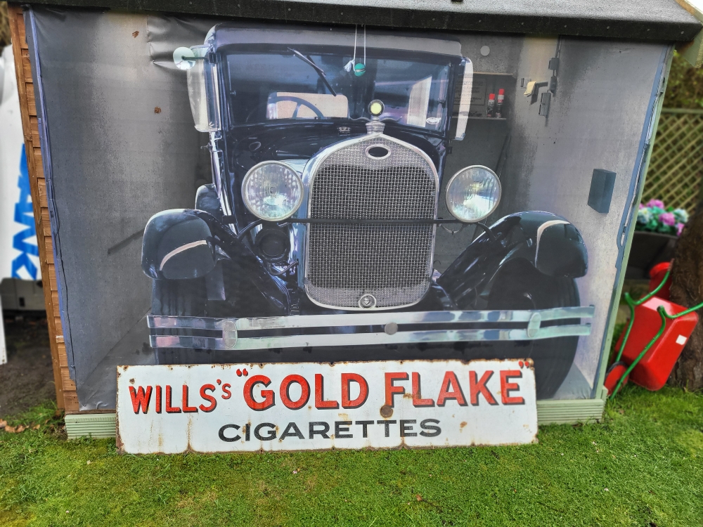 WILLS GOLD FLAKE enamel original sign 72 x 15 inch 
