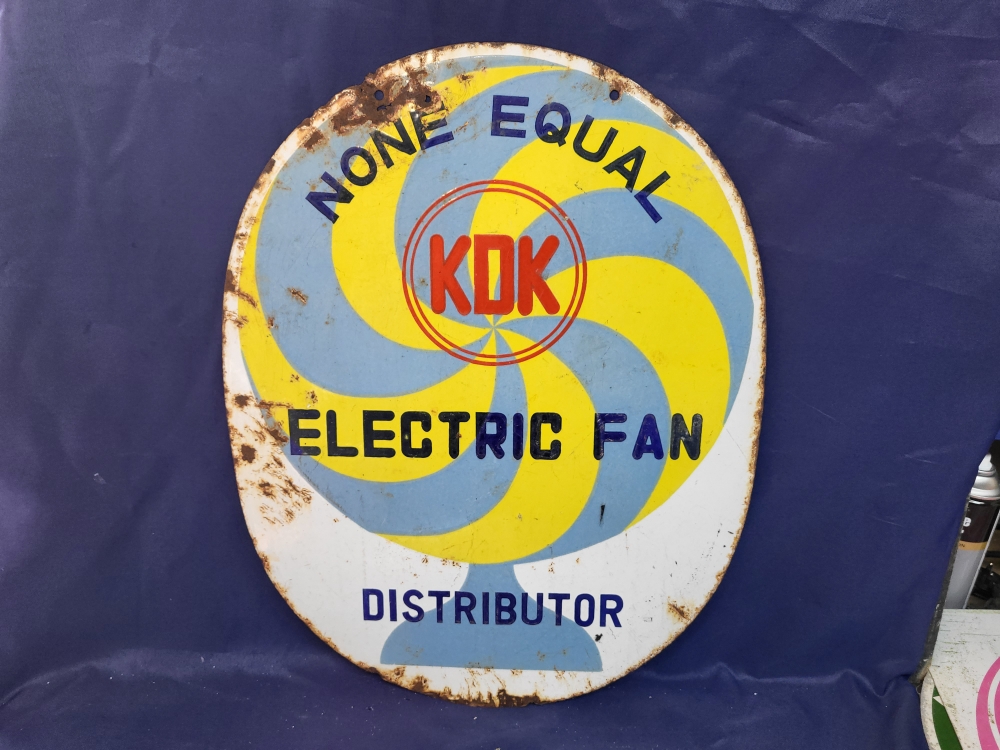 KDK Electric fan sign enamel original double sided 22x 18 inch