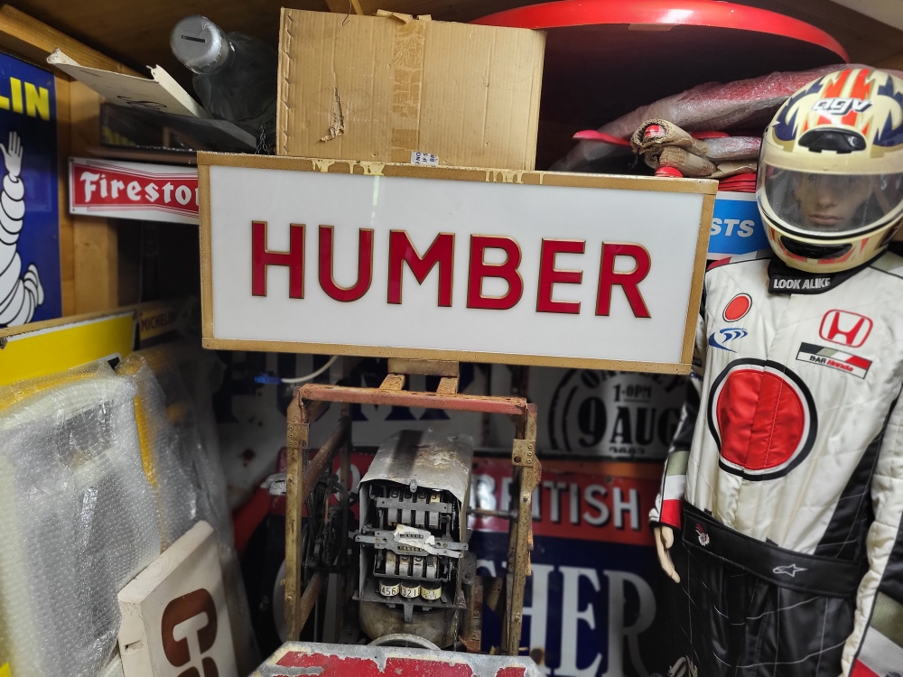 A HUMBER original showroom lightbox WORKING ORDER 34 x 16 inch