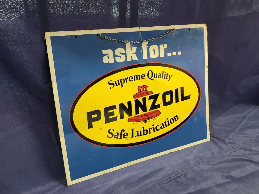 Pennzoil double sided metal sign 22 x 18 inch 