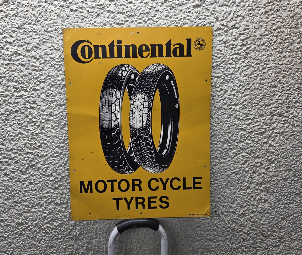 Continental Tyre sign VERY RARE motorcycle sign 24 x 18 inch by Burnham